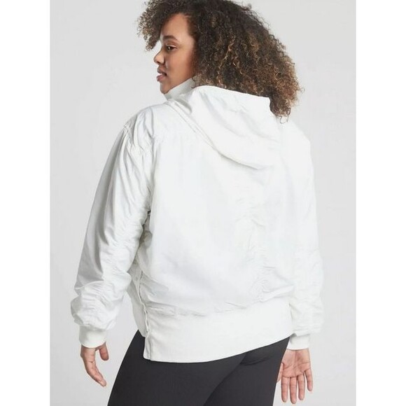 Athleta Point Reyes Bomber Jacket Womens 3X Plus White Coat Windbreaker Stretch - Picture 8 of 9